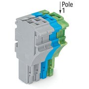 WAGO - Ein- und mehrpolige Klemmenleiste 1-Leiter-Federleiste 2022-104/000-038 4 mm²,gr/bl/gn-ge − 100 Stück