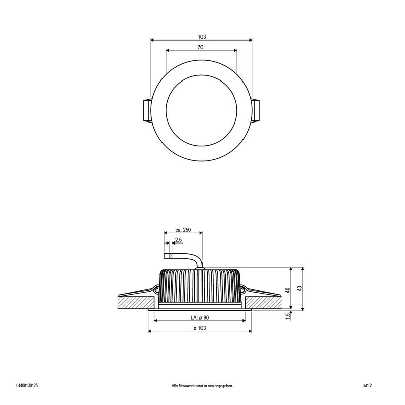 EVN Lichttechnik - Downlight/Strahler/Flutlicht LED Deckeneinbauleuchte L4408130125 24VDC 3K-6K ch/sat