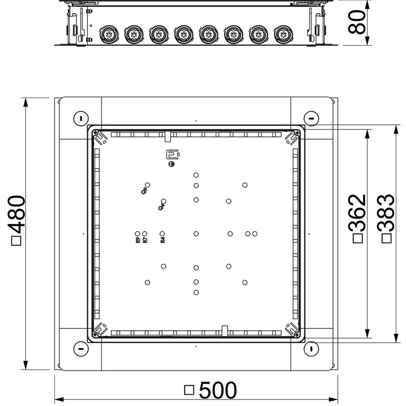 OBO Bettermann - Unterflur-Gerätedose Zug- und Abzweigdose UZD350-4 R 500x480x80 − 1 Stück