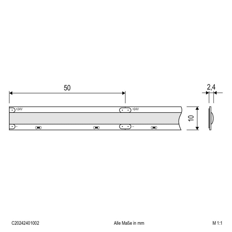 EVN Lichttechnik - Lichtschlauch/-band LED-Stripe 5m 24V IP20 C20242401002 COB, 3000K, 10W/m