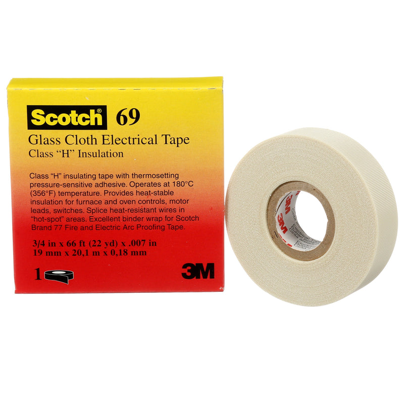 3M - Klebeband Glasfaser Gewebeband Scotch 69 15x33 15 mm x 33 m, weiß − 15 Stück