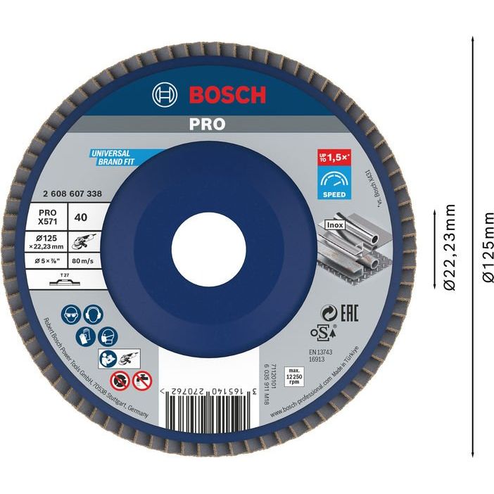 Bosch - Trenn-/Schleifscheibe PRO X571 2608607338 Fächerschleifscheibe