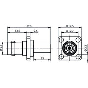 Telegärtner - Koax-Steckverbinder BNC-Kabelbuchse 100023380 50Ohm m.Flansch − 5 Stück