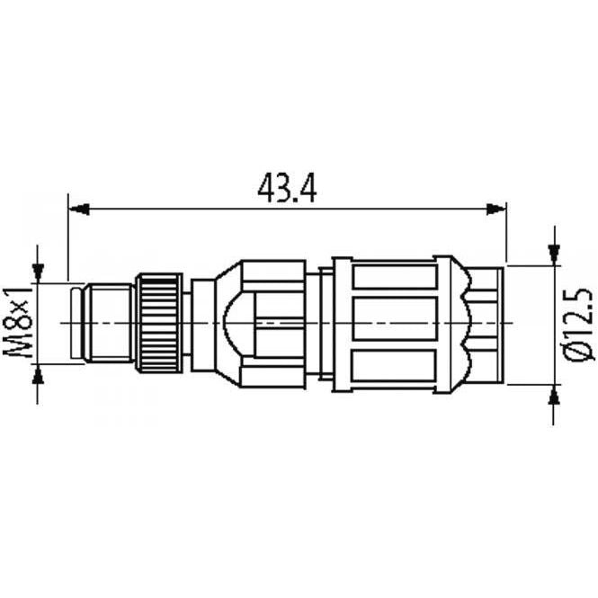 Murrelektronik - Rundsteckverbinder, Einbau (ohne Leitung) Steckverbinder 7000-08325-0000000 MSHL0-AC-R IDC 0,25