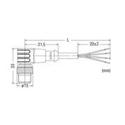 WAGO - Konfektioniertes Sensor-Aktor-Kabel Power-Leitung M12A-St. 756-3104/040-100 winklig,4-polig