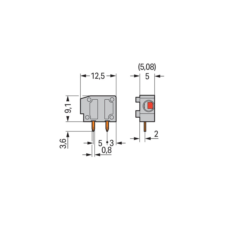 WAGO - Leiterplattenklemme Anreihbare Leiterplattenk. 235-747 2,5mm² − 100 Stück