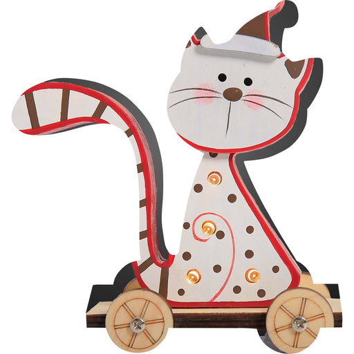 Hellum - Festbeleuchtung LED-Holzkatze 524185 sitzend