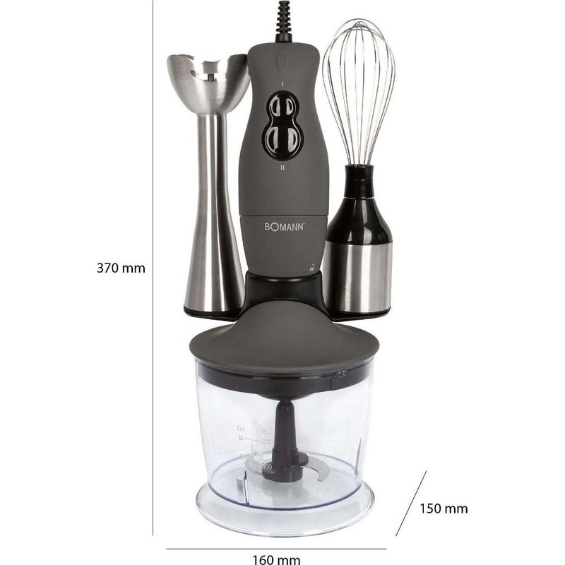 Bomann DA - Rühr-/Mixgerät Stabmixer-Set +Chopper SMS 6055 CB inox 3in1 − 6 Stück