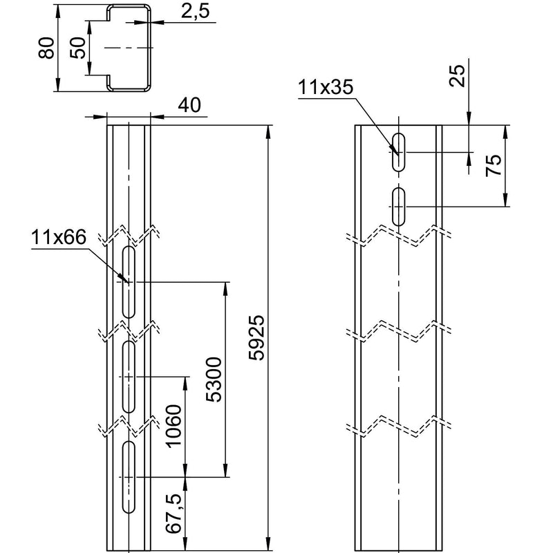 OBO Bettermann - Solar-Montageprofil Trägerprofil TP 1050 FT f. Freiflächensystem