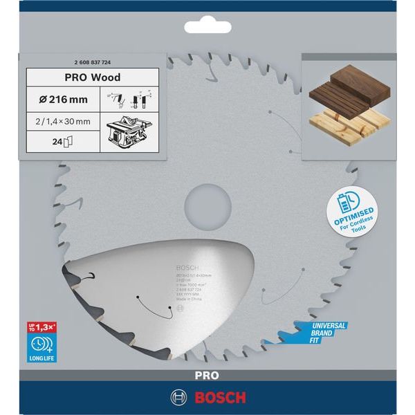 Bosch - Kreissägeblatt PRO Wood cordless 2608837724 Kreissägeblatt 216 x