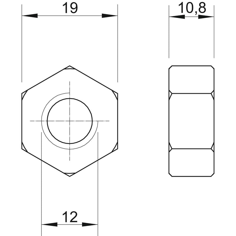 OBO Bettermann - Mutter Sechskantmutter HN M12 A2 M12 − 100 Stück