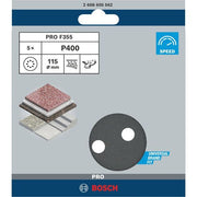 Bosch - Schleifpapier/Schleifvlies PRO F355 Schleifblatt, 115 2608605562 mm, G400, 5-tlg