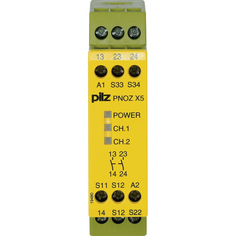 Pilz - Gerät zur Überwachung von sicherheitsgerichteten Stromkreisen Not-Aus-Schaltgerät PNOZ X5J #774323 24VDC 2n/o