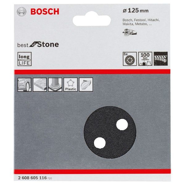 Bosch - Schleifpapier/Schleifvlies PRO F355 Schleifblatt, 125 2608605116 mm, G100, 5-tlg