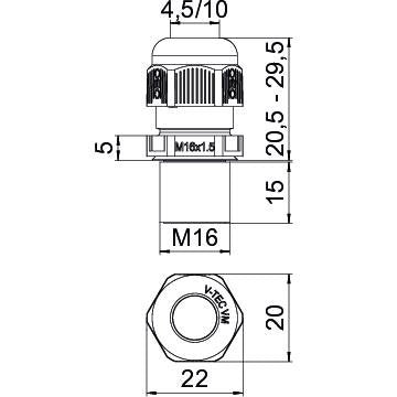 OBO Bettermann - Kabelverschraubung V-TEC VM L16 LGR M16 lang PA lgr