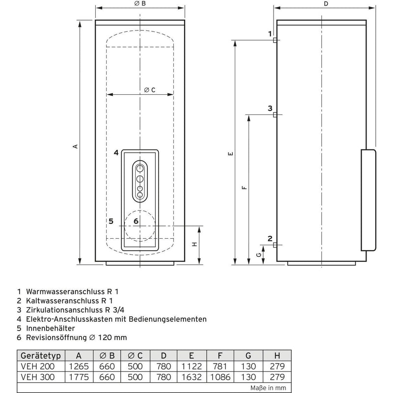 Vaillant - Warmwasserspeicher elektrisch Warmwasserspeicher VEH 200 eloStor geschlossenes System