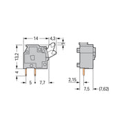 WAGO - Leiterplattenklemme Anreihbare Leiterplattenk. 255-752 Drücker,2,5mm²,dgr − 100 Stück