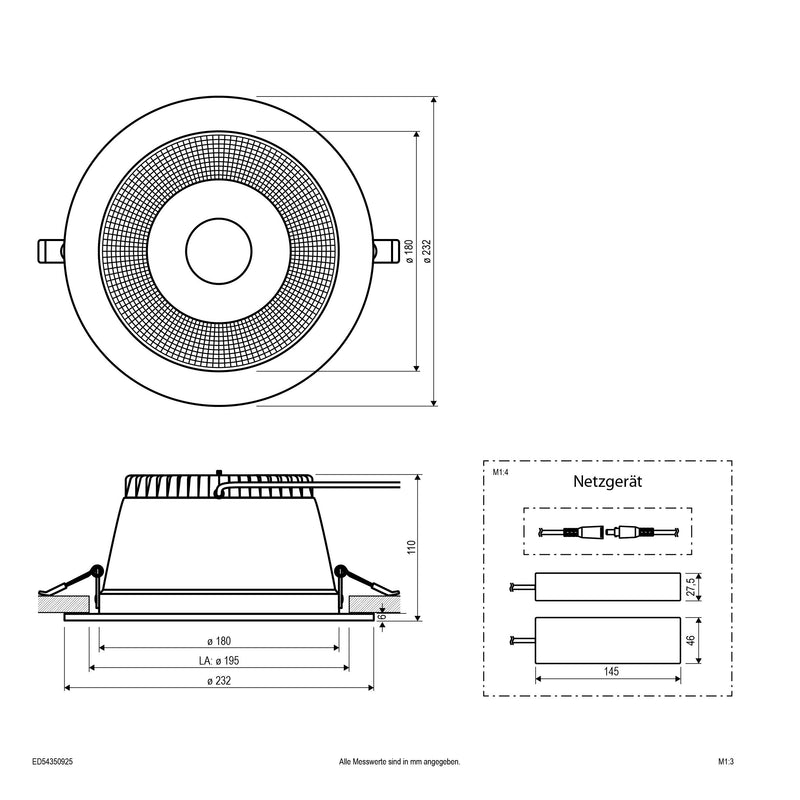 EVN Lichttechnik - Downlight/Strahler/Flutlicht LED-Downlight ED54350925 DALI
