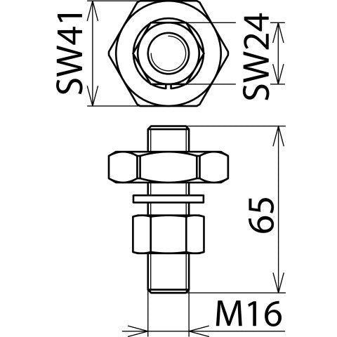 DEHN - Festpunkt für EuK-Vorrichtung Anschlussstück AS SCHR M16 65 Ausf.D m.Gewindebolz