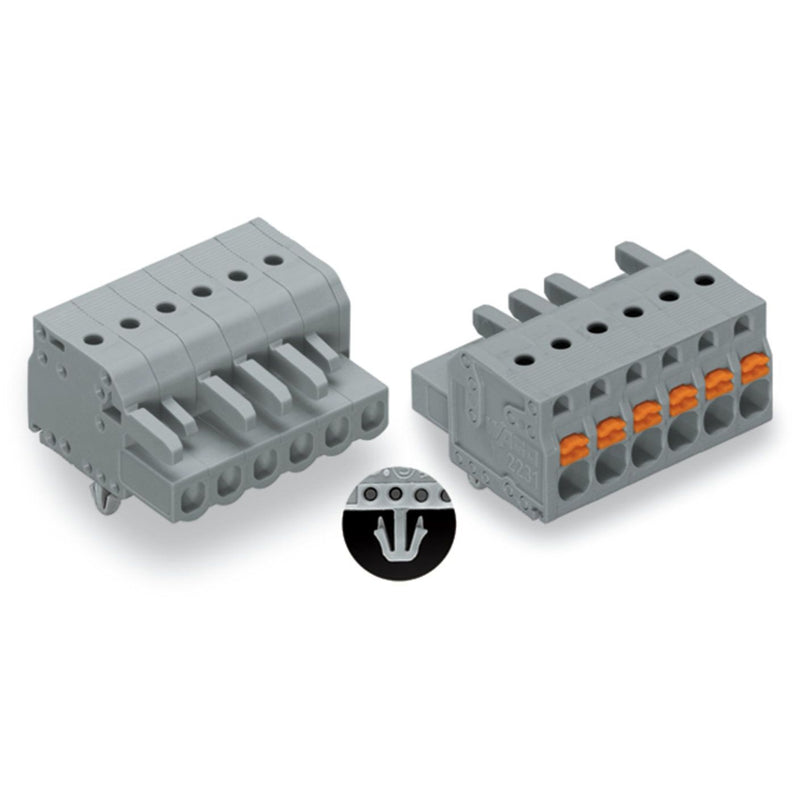 WAGO - Kabelsteckverbinder für Leiterplattensteckverbinder 1-Leiter-Federleiste 2231-115/008-000 Push-inCAGECLAMP,gr − 25 Stück