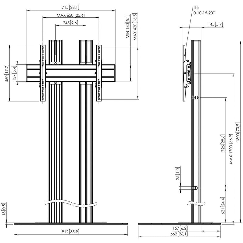 Vogels - Halterung für Audio-/Videosysteme Bodenstandfuß FD1864 si-sw Connect-it,180cm