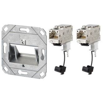 Metz Connect - Kommunikationsanschlussdose Kupfer Anschlussdose 2-Port Set TN-C6A-Kmod-2UP0-270 UP C6A 270° Jack − 1 Stück