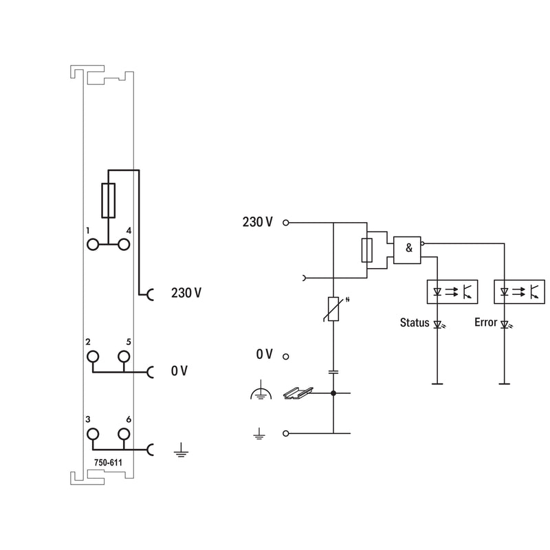 WAGO - Feldbus, Dez. Peripherie - Einspeise- und Segmentmodul Potentialeinspeisung 750-611 AC230V,Sicherungsh
