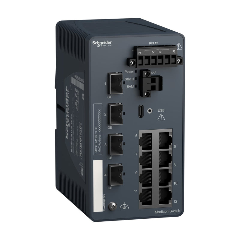 Schneider Electric - Netzwerk Switch Modicon Managed Switch MCSESM123F2LG0 8 Ports Kupfer