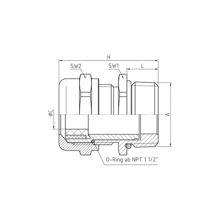 Jacob - Kabelverschraubung PERFECT Kabelverschraubung 50.1200/EMV/R EMV NPT 2 − 5 Stück