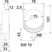 OBO Bettermann - Bügelschelle BS-U1-M-70 FT 64-70mm − 50 Stück