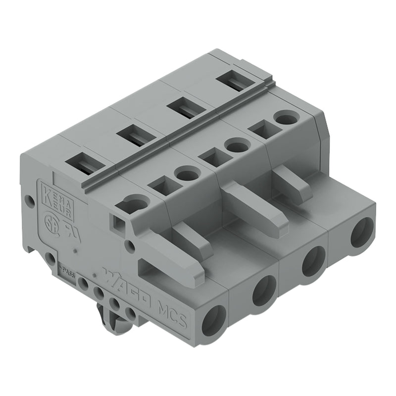 WAGO - Kabelsteckverbinder für Leiterplattensteckverbinder 1-Leiter-Federleiste 231-204/008-000 CAGECLAMP,2,5 mm²,gr − 50 Stück