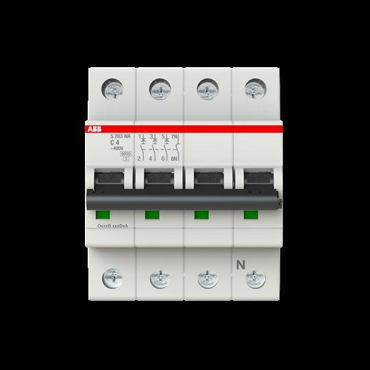 ABB Stotz S&J - Leitungsschutzschalter Sicherungsautomat S203-C4NA 6 kA, 4 A, 3P+NA