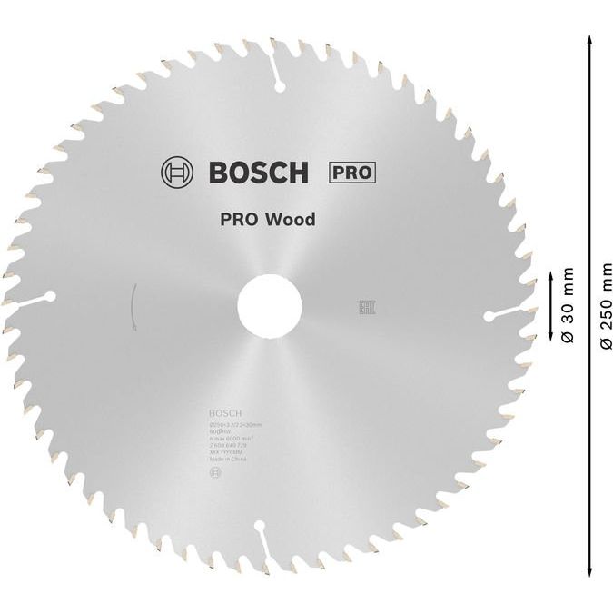 Bosch - Kreissägeblatt PRO Wood Kreissägeblatt, 2608640729 250 x 3,2 x 30 mm