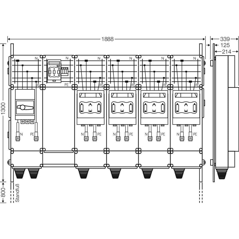 Hensel - Verteilerschrank für Energieversorgung Ladeverteiler Mi EV 200kW 4001 b. z. 4 Ladepunkte