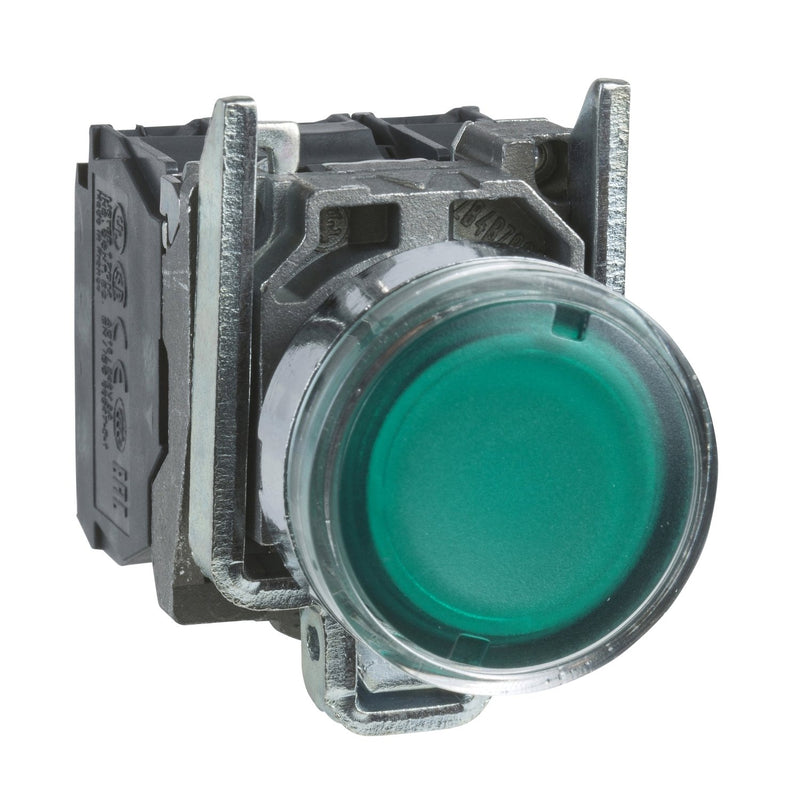 Schneider Electric - Drucktaster, Komplettgerät Leuchtdrucktaster XB4BW3365 1S1Ö gn BA9S