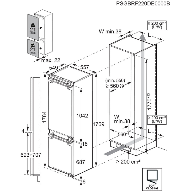 Electrolux AEG MDA - Kühl-/Gefrierkombination EB-Kühl/Gefrierkombi OSC7C181DC Ecoline,Festtür
