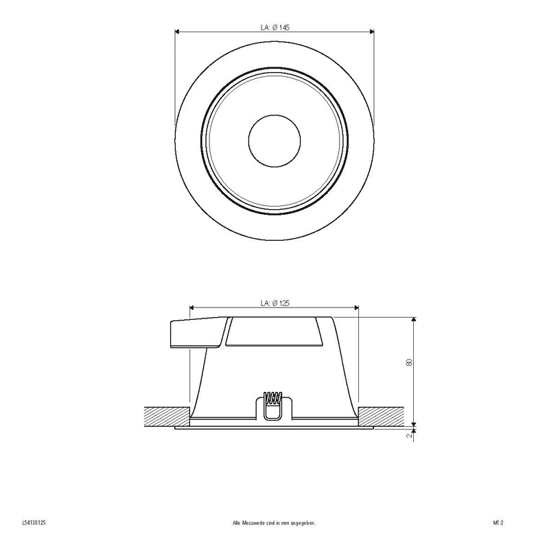 EVN Lichttechnik - Decken-/Wandleuchte LED-Einbauleuchte IP54 L54130125 3000K, 4000K, 5700K