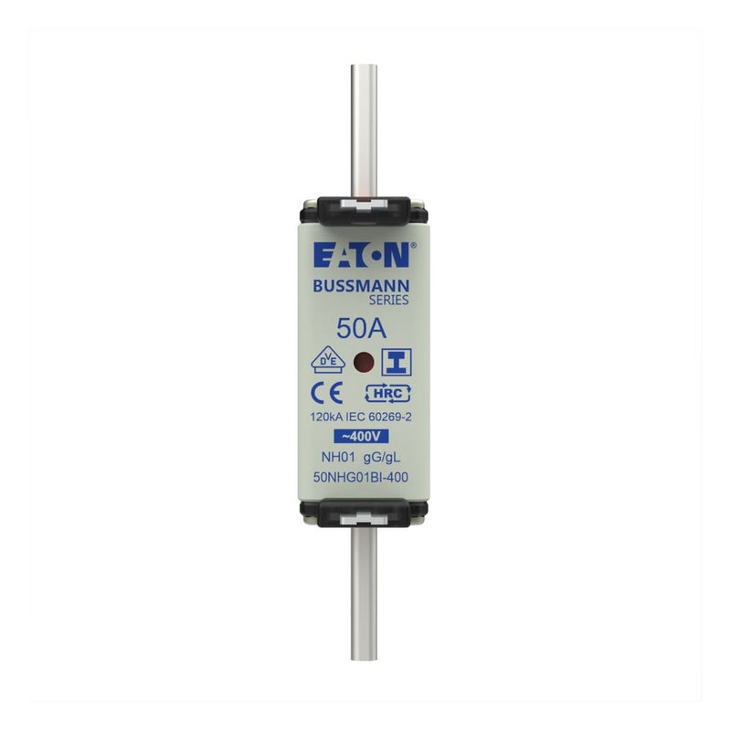 Eaton - Messersicherung Sicherungseinsatz Nieders. 50NHG01BI-400 50A AC 400V 120kA − 3 Stück