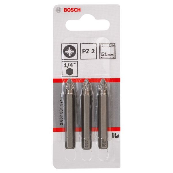 Bosch - Bit Schrauberbit Extra-Hart PZ 2607001571 2, 51 mm, 3er-Pack