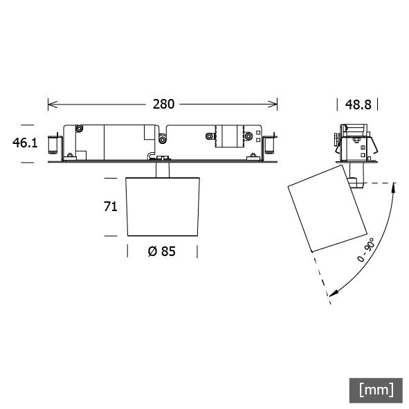 LTS Licht&Leuchten - Downlight/Strahler/Flutlicht Strahlereinsatz LK-ORYO 060. #672176 930, DALI, sw