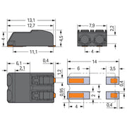 WAGO - Ein- und mehrpolige Klemmenleiste SMD-Leiterplattenklemme 2060-472/998-404 0,75 mm²,schwarz − 9000 Stück