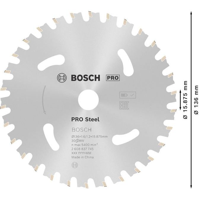 Bosch - Kreissägeblatt PRO Steel cordless 2608837745 Kreissägeblatt 136 x