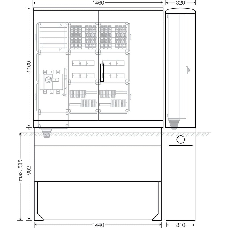 Hensel - Verteilerschrank für Energieversorgung Ladeverteiler Mi EV 11kW 12110 f.12 Ladep. a 11kW