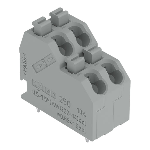 WAGO - Leiterplattenklemme DoppelstockLeiterplattenk. 250-702 Drücker,1,5mm²,gr − 66 Stück