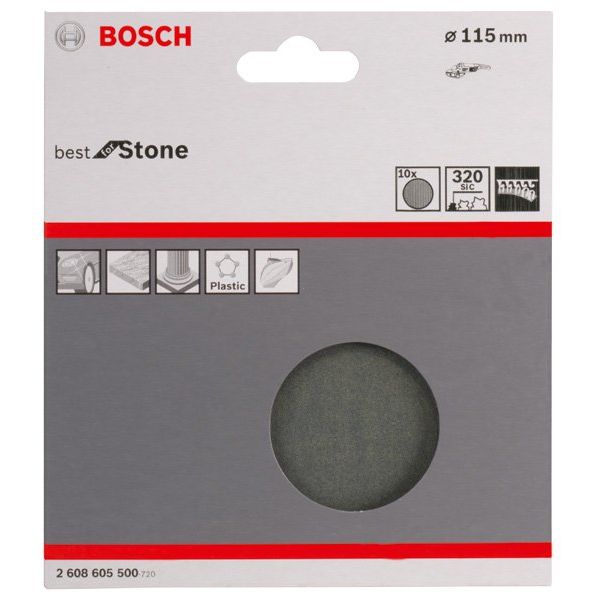 Bosch - Schleifpapier/Schleifvlies PRO F355 Schleifblatt, 115 2608605500 mm, G320, 10-tlg