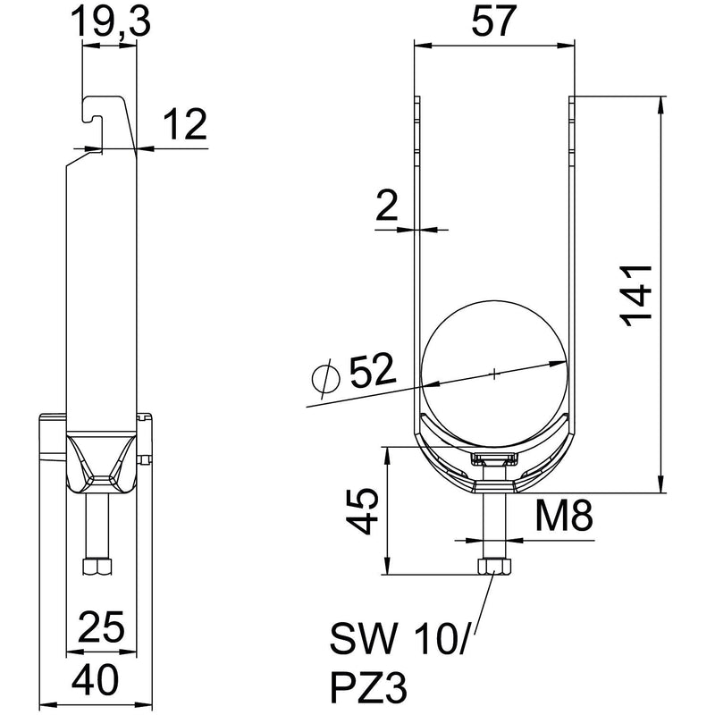 OBO Bettermann - Bügelschelle BS-U2-K-52 ALU 2-fach − 50 Stück