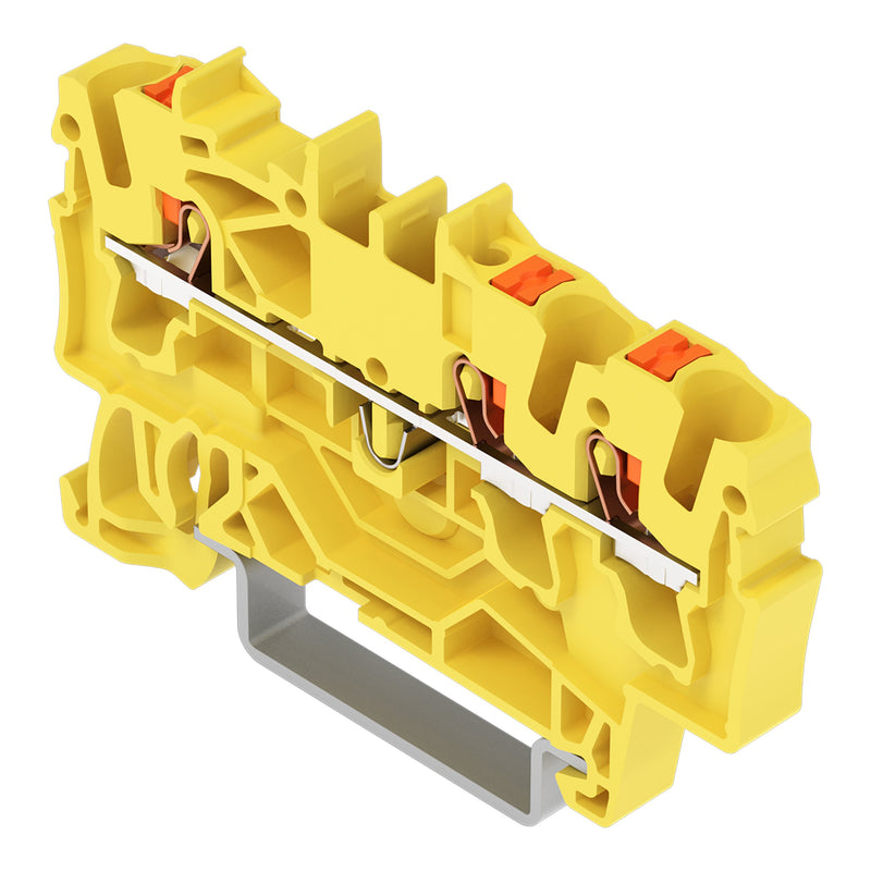 WAGO - Durchgangs-Reihenklemme 3-Leiter-Durchgangsklemme 2202-1306 Drücker,2,5 mm²,ge − 100 Stück