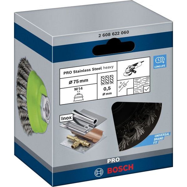 Bosch - Rotierende Drahtbürste PRO Stainless Steel heavy 2608622060 Topfbürste 75 x 0,5