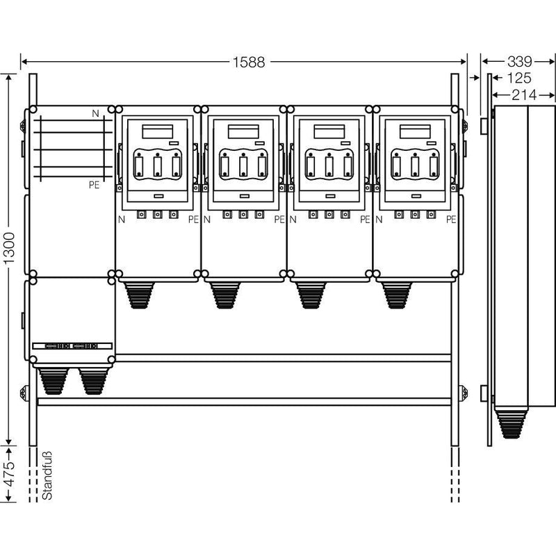 Hensel - Verteilerschrank für Energieversorgung Ladeverteiler Mi EV 140kW 4000 f.4 Abgänge a 140kW