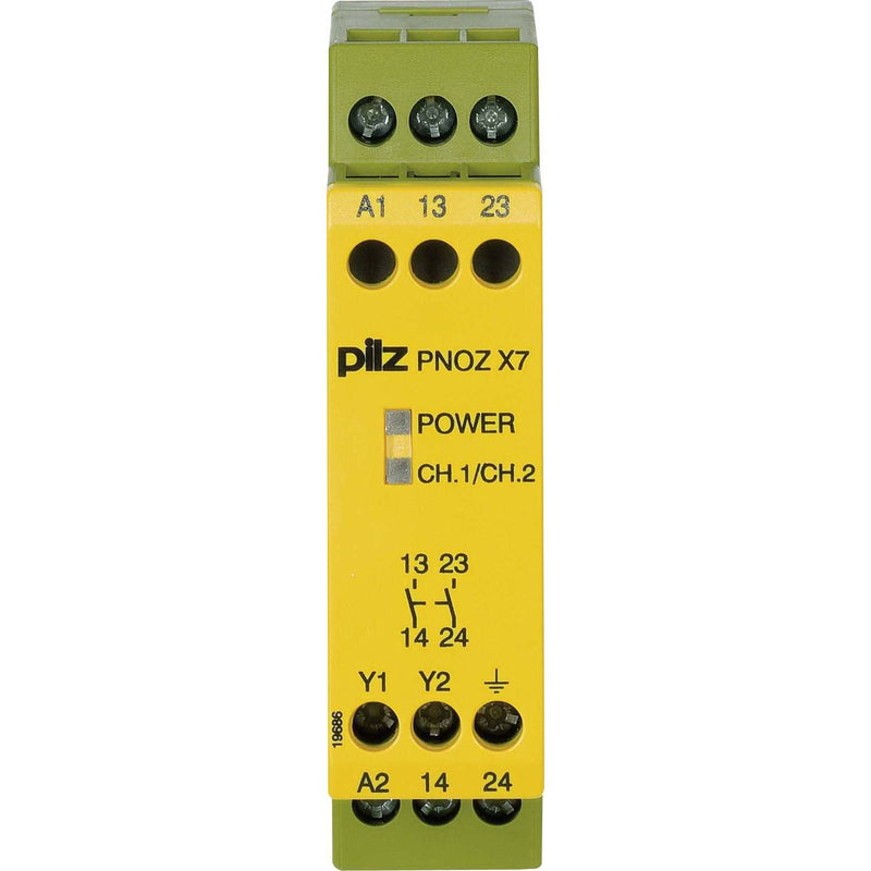 Pilz - Gerät zur Überwachung von sicherheitsgerichteten Stromkreisen Not-Aus-Schaltgerät PNOZ X7 #774057 240VAC 2n/o